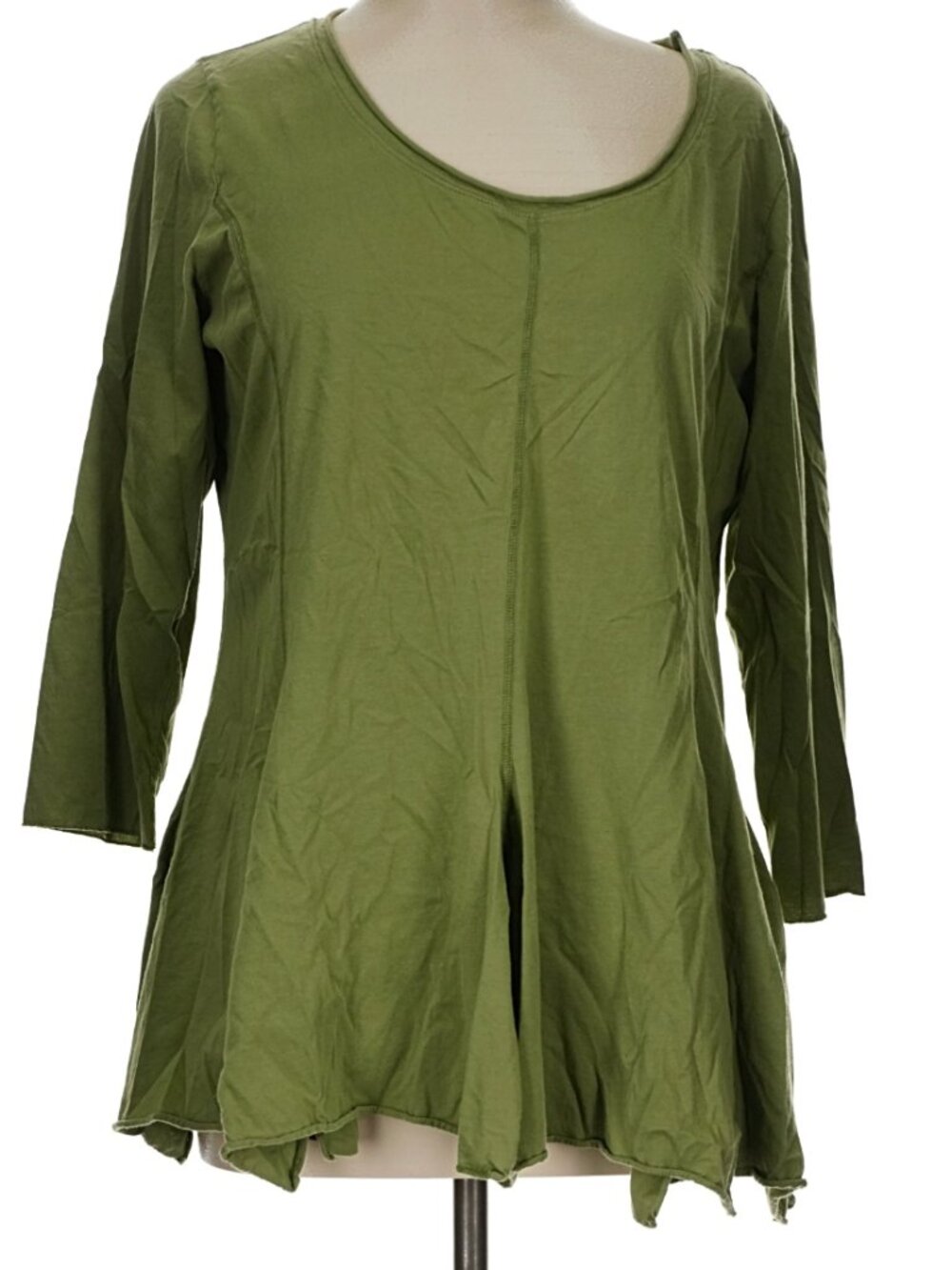 Prairie Cotton Olive Green Size L 3/4 sleeve top